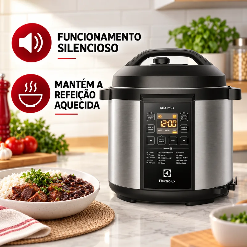 Panela Electrolux PCC20 em uma cozinha com refeição pronta